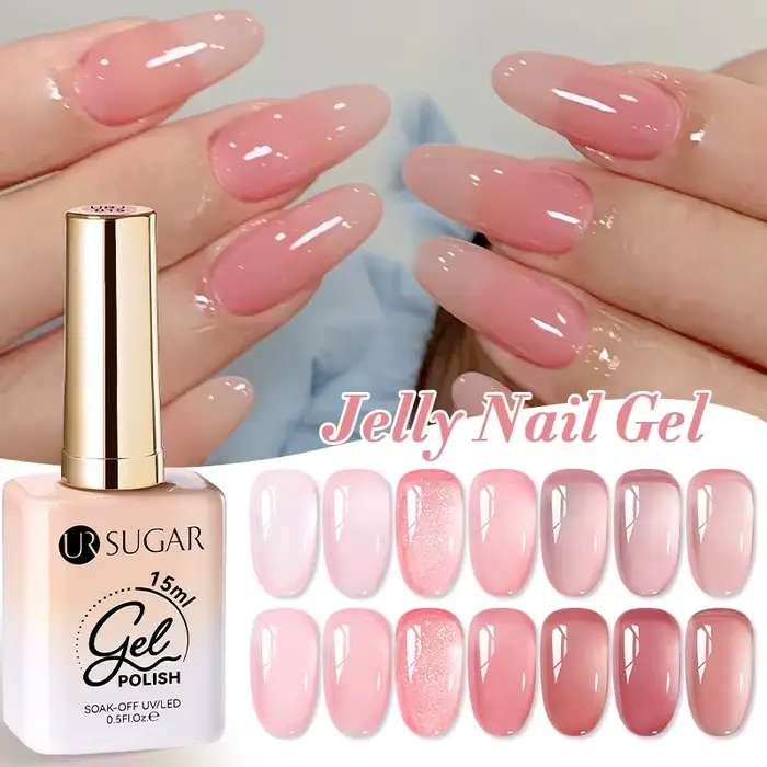 UR SUGAR 15ml gelée nue Gel vernis à ongles rose clair translucide couleur tremper UV LED Gel