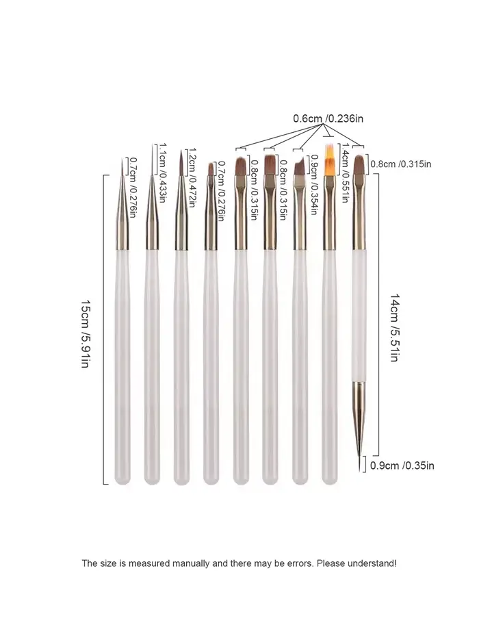 1 lot de 9 pinceaux pour Nail Art