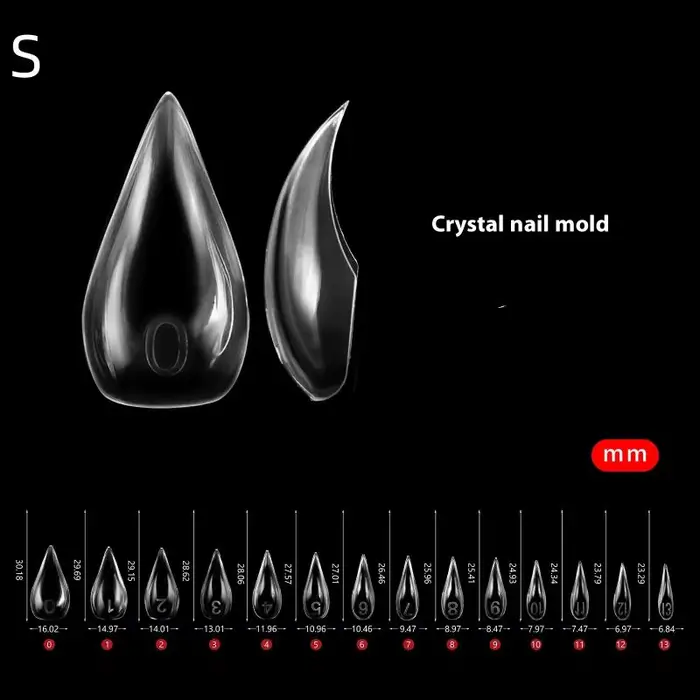 140 pièces/boîte – Moule à ongles courbé court type stiletto, double forme, extension d'ongles acryl