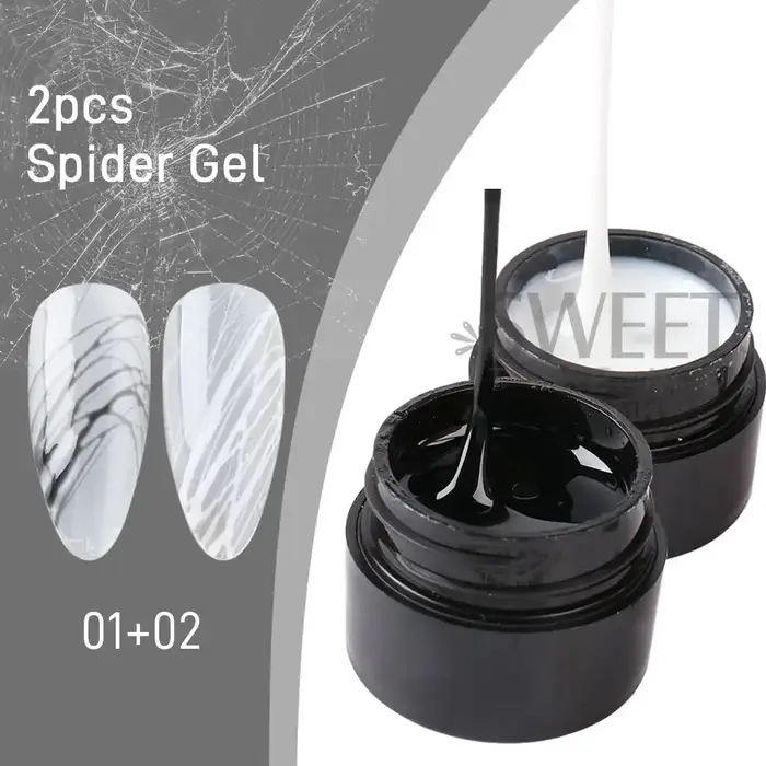 2 pièces créatif araignée ongles dessin Gel noir blanc peinture fil Web Liner Semi Permanent UV soie vernis manucure