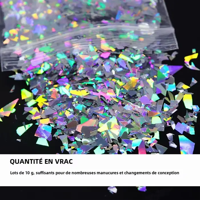 Flocons d'ongles holographiques effet sirène
