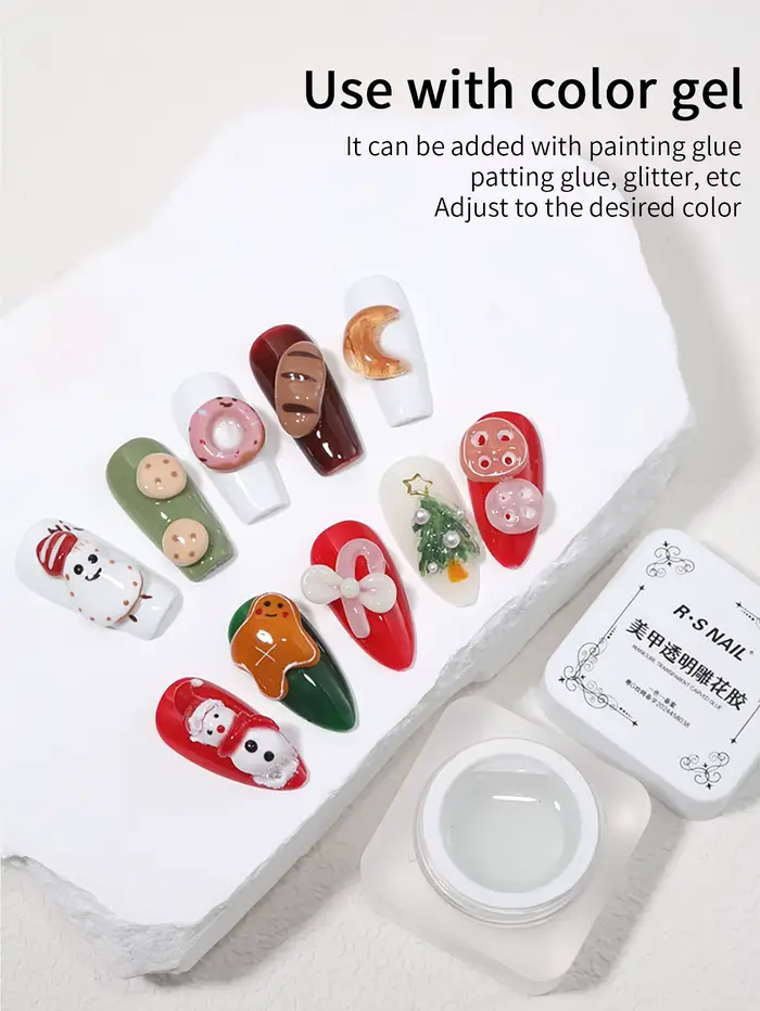 RSNAIL 5g Transparent solide sculpté Gel vernis à ongles antiadhésif sculpture à la main fleur Gel 3D