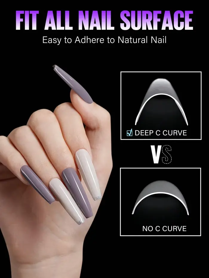 180 faux ongles extrêmes en forme de cercueil