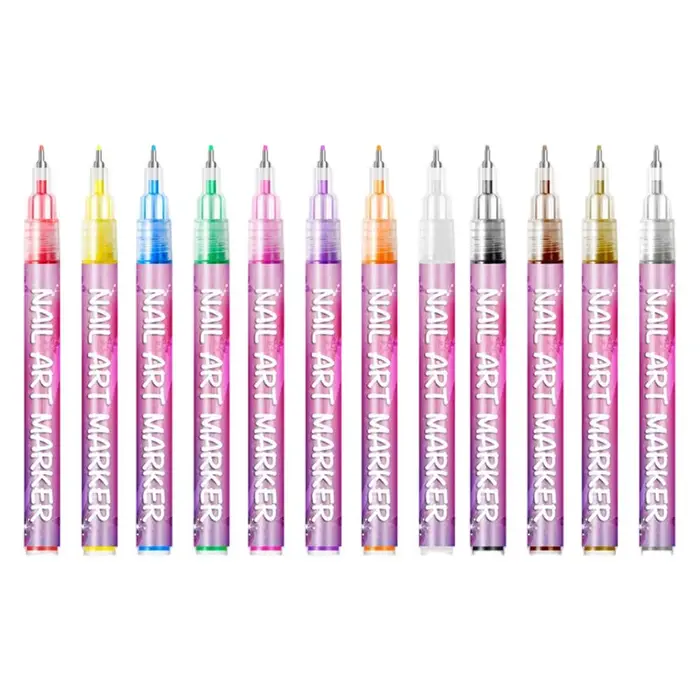 Stylos à ongles, 12 couleurs, outils portables pour la décoration et le dessin, pour enfants, pratiq