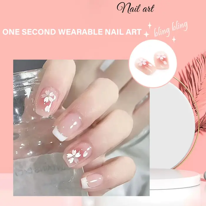 Faux ongles carrés courts de style français
