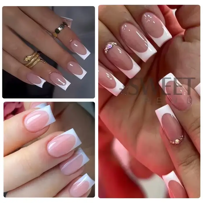 Faux ongles carrés courts, pointes en Gel doux, à pression, artificiels français y2k, fournitures po