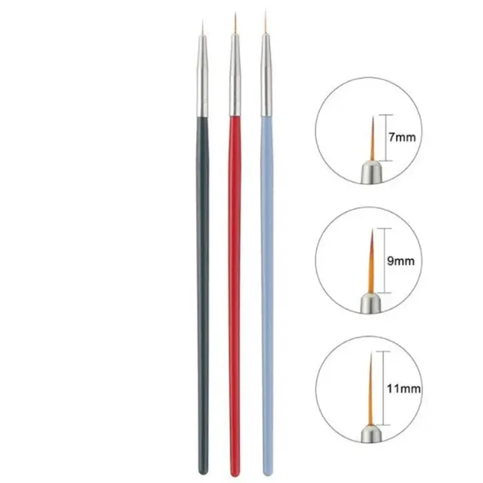 Ensemble de 3 pinceaux à ongles pour fille, nouveau, art, ligne, peinture, stylo 3D, conseils, brico