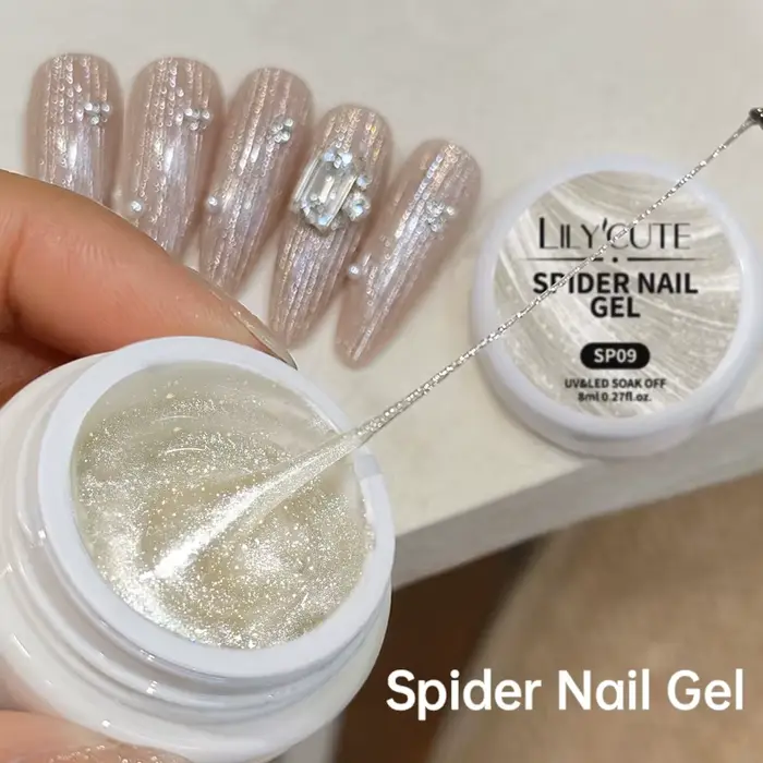 LILYCUTE 8ml Gel à ongles pailleté effet araignée