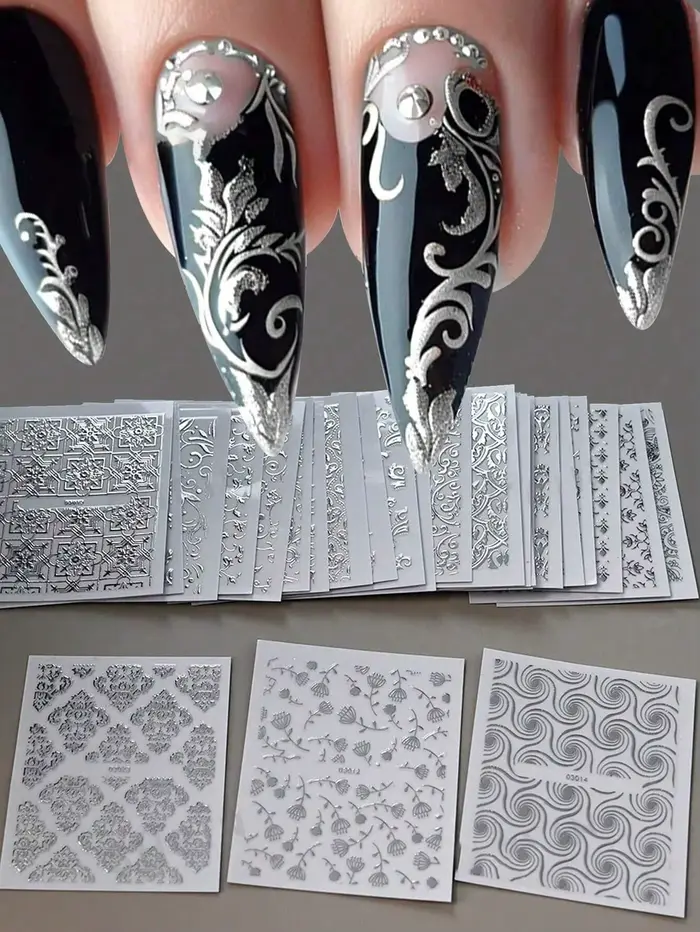 30 Stück Blumen Bronzant Nail Art Aufkleber