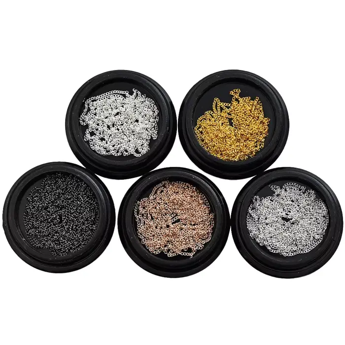 Chaîne métallique de 100CM pour Nail Art, strass, clous en alliage d'or/argent, chaînes de décoratio