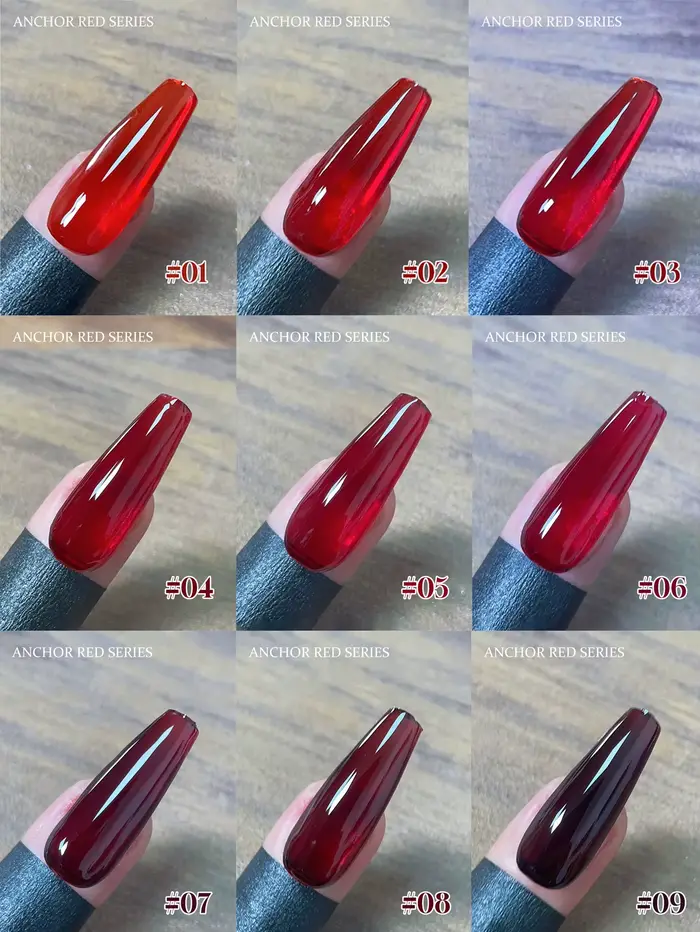 Lot de 1 à 9 vernis à ongles gel rouge rubis 15 ml