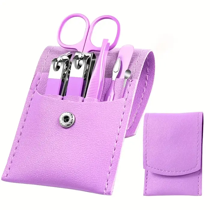 Colourful Portable Travel Case - Manicure Set with Nail Clippers