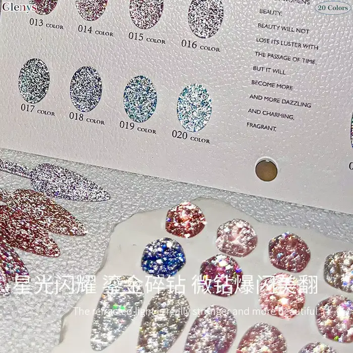 Glwnys 20 couleurs l vernis à ongles gel étoile populaire gel à immersion lumineuse carte de couleur UV LED salon de