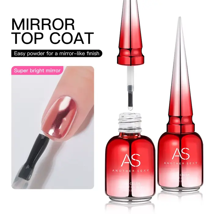AS 15ml Poudre Effet Miroir Chrome Transparent Gel de Finition pour Ongles Gel Cristal Brillant Sûr 