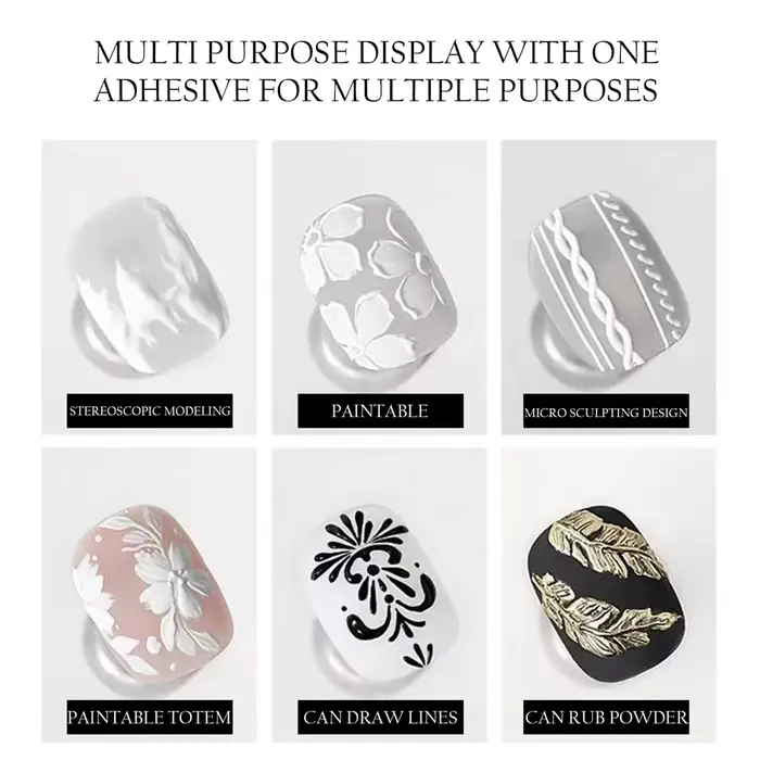 QAZIXU 1/2 pièces 3D peinture Gel noir blanc Gel vernis à ongles Semi Permanent solide moulage Gel pour Nail Art bricolage sculpter façonnage