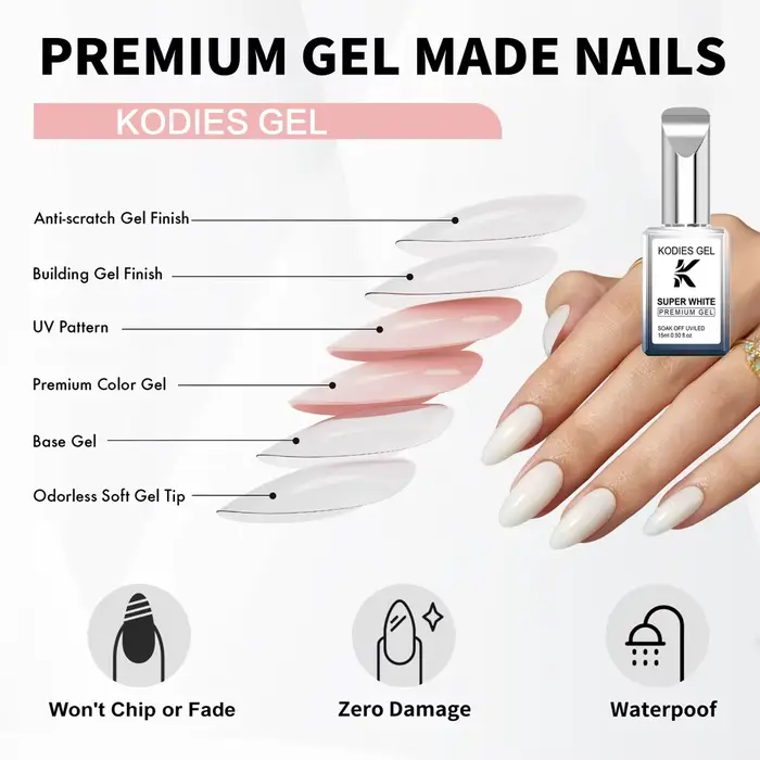 KODIES GEL Premium Gel Vernis à ongles Super blanc