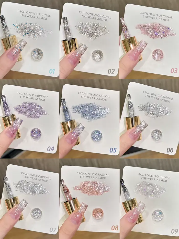 MIANEL 12ML Vernis à ongles gel blanc laiteux à paillettes, haute brillance, paillettes fines effet