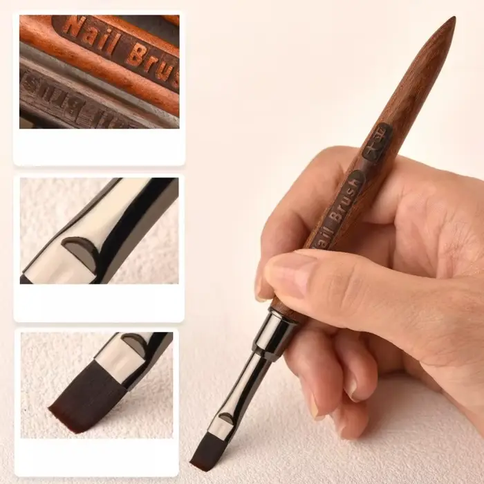 Pinceau à ongles avec manche en bois pour photothérapie