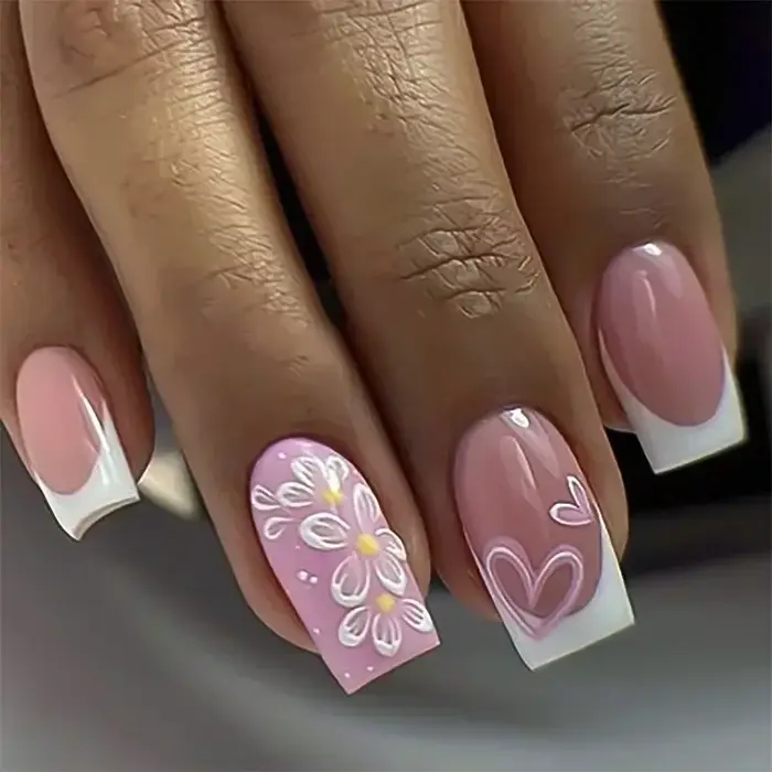 Marguerite fleurs jaune français Nail Art été mode court portable faux ongles détachable fini