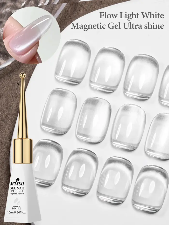 Vernis à ongles gel magnétique blanc ultra brillant MTSSII Flow Light 10ml