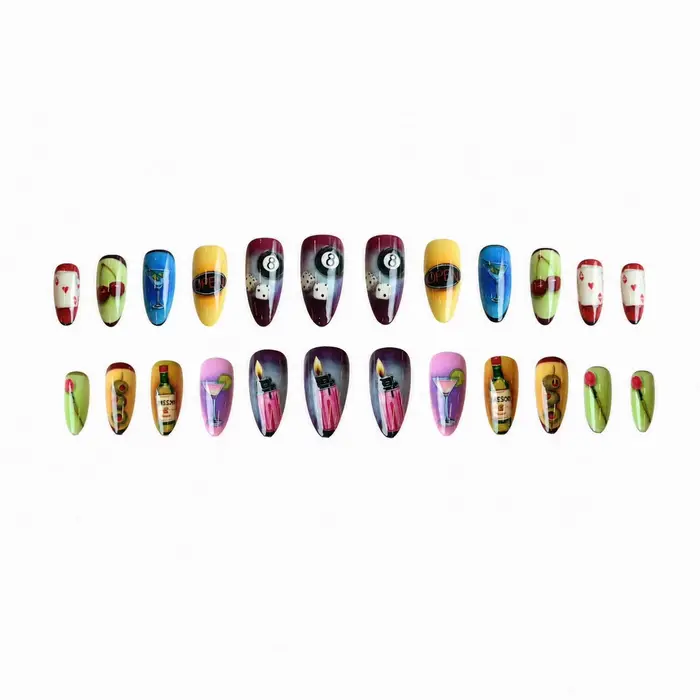 24 faux ongles brillants en amande