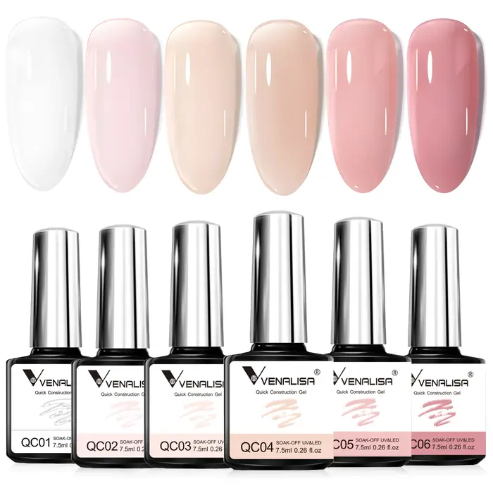 VENALISA 7,5 ml Gel de construction rapide, vernis à ongles gel semi-transparent, gel de trempage renforcé
