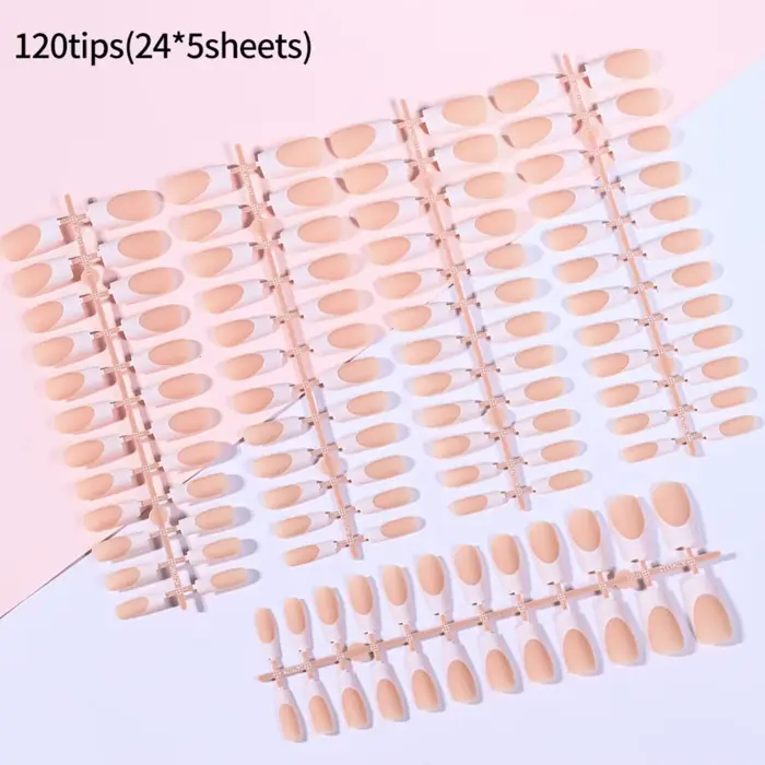 120 pièces faux ongles français nus Ballet amande carré doux Gel conseils presse