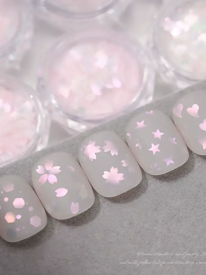 1/6 pièce rose fleur de cerisier paillettes nail art