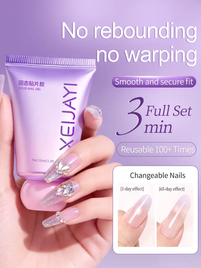 XEIJAYI 1pc 30ml Gel à ongles solide - Gel pour pointes d'ongles