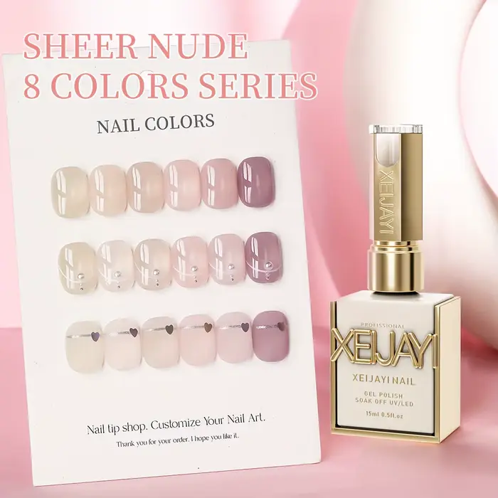 1/6 pièces pour créer une manucure subtile et chic - Vernis gel professionnel aux couleurs transparentes douces avec des détails délicats