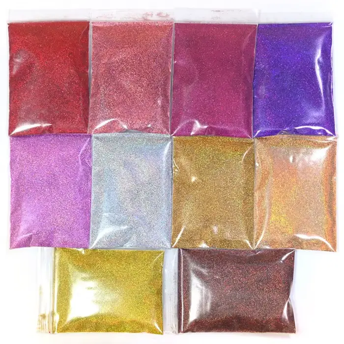 Poudre de paillettes holographiques arc-en-ciel pour les ongles