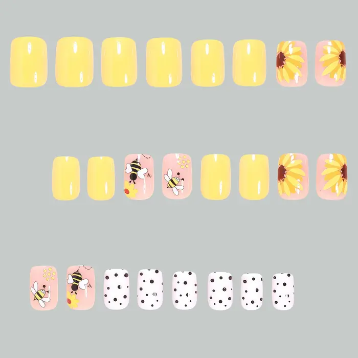 Faux ongles carrés courts pour femmes et filles