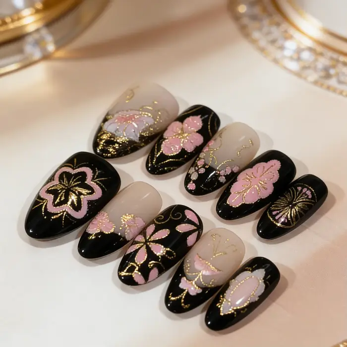 10 pièces d'ongles artificiels en forme d'amande pressés à la main