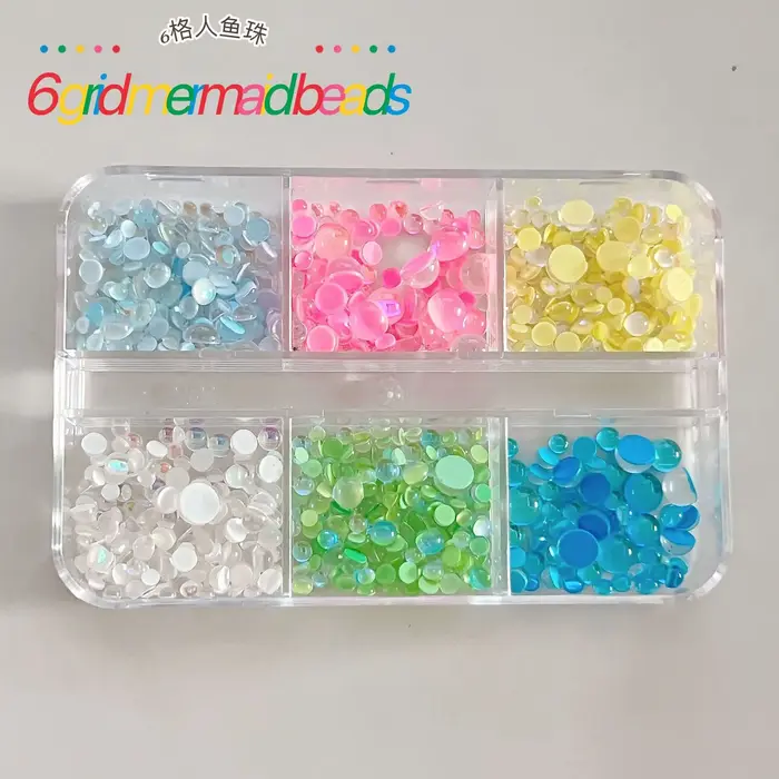 1 boîte arc-en-ciel sirène larmes Nail Art breloques Macaron bulle perles