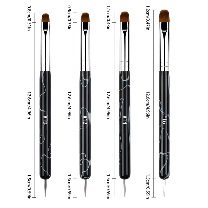 Ensemble de pinceaux pour Nail Art français, 4 pièces, brosse bidirectionnelle pour Nail Art avec ou