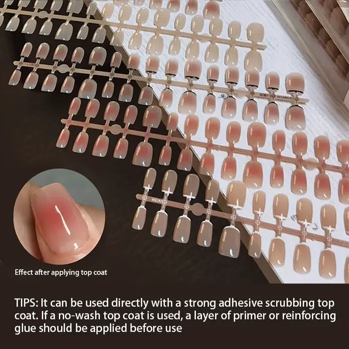 Faux Ongles Dégradés N64.French Blush Nude