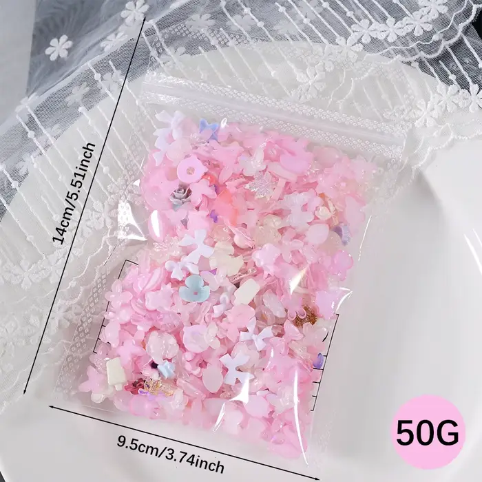 50 g/sac aléatoire bleu mixte arc/fleur Nail Art breloques 500-600 pièces résine camélia/Bowknot ong