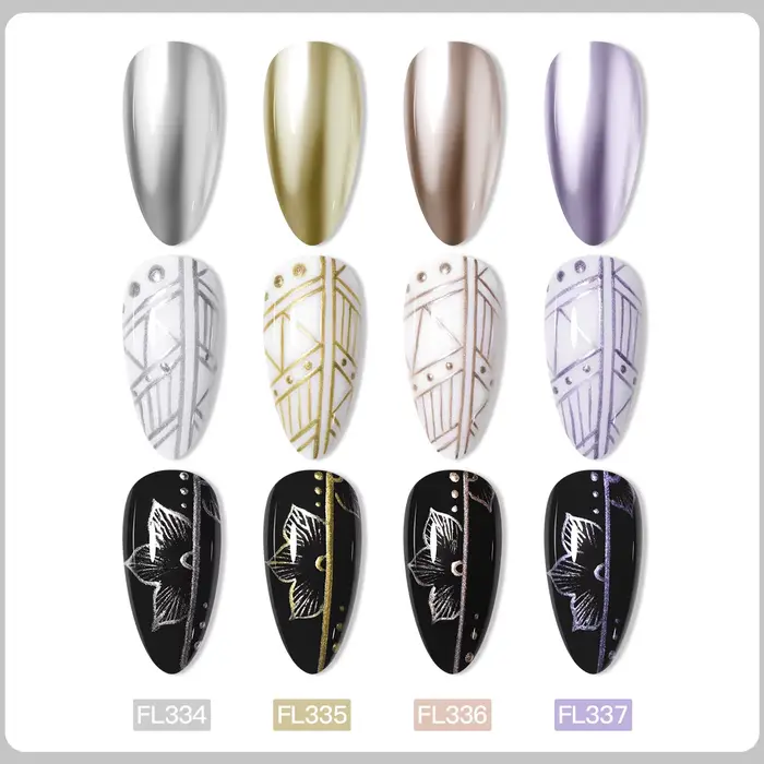 Peinture métallique Gel Chrome or argent Rose or effet miroir vernis à ongles Super lumineux ligne de dessin