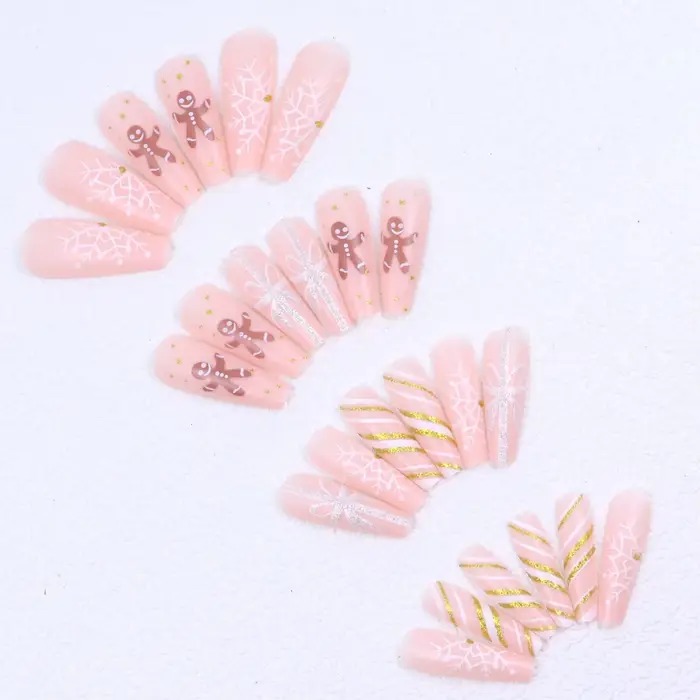 24 pièces faux ongles rectangulaires