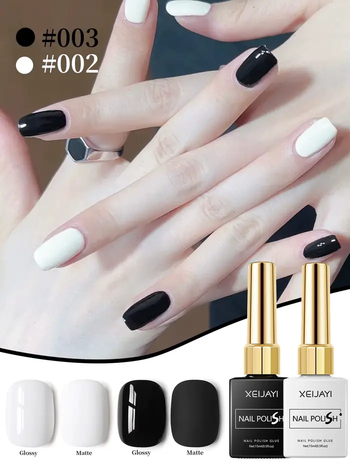 XEIJAYI 2 pièces 15 ml ensemble de vernis à ongles Gel noir et blanc