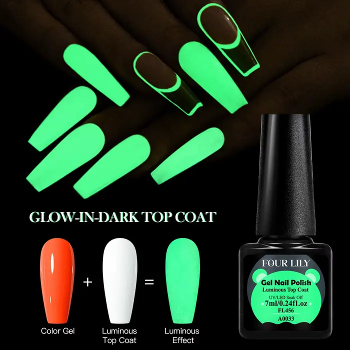 Quatre Lily 7ml couche de finition lumineuse Gel Vernis à ongles brillant dans la nuit paillettes Semi Permanent UV