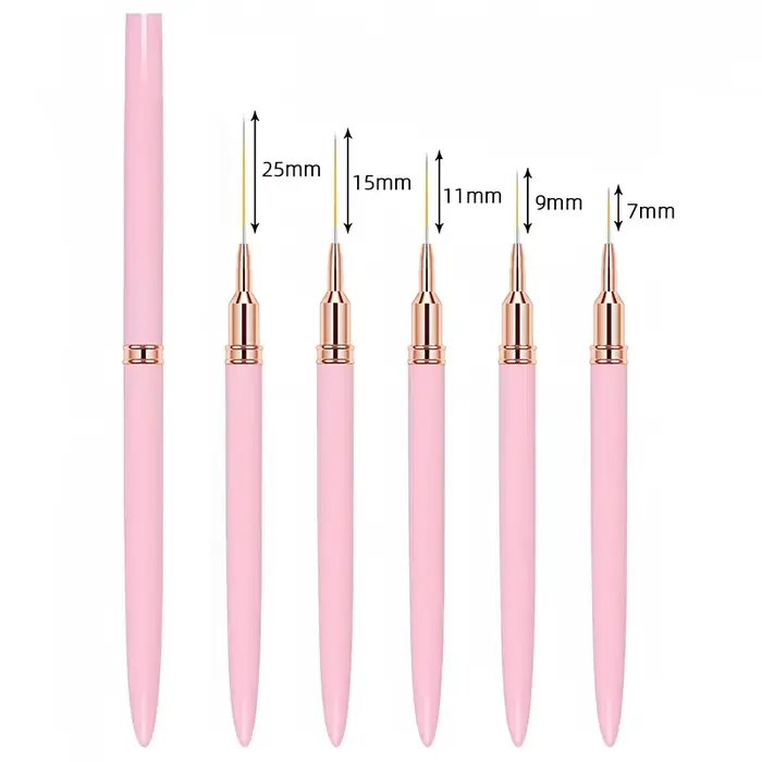 Ensemble de pinceaux pour revêtement d'ongles, 7/9/11/15/25mm, lignes de dessin, peinture à rayures,