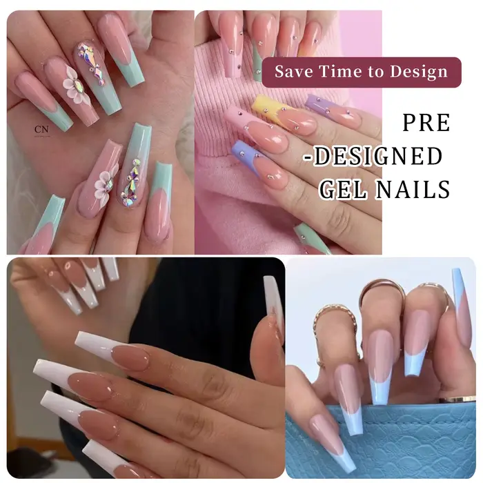 Faux ongles de ballet français colorés à 24 grilles