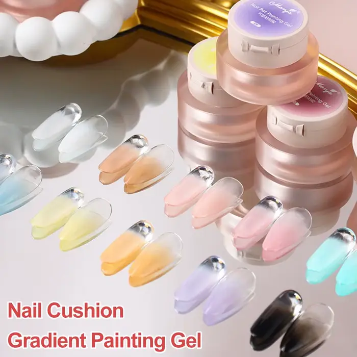 1 pot coussin tapotement Gel vernis Ombre noir blanc pêche Pat Gel