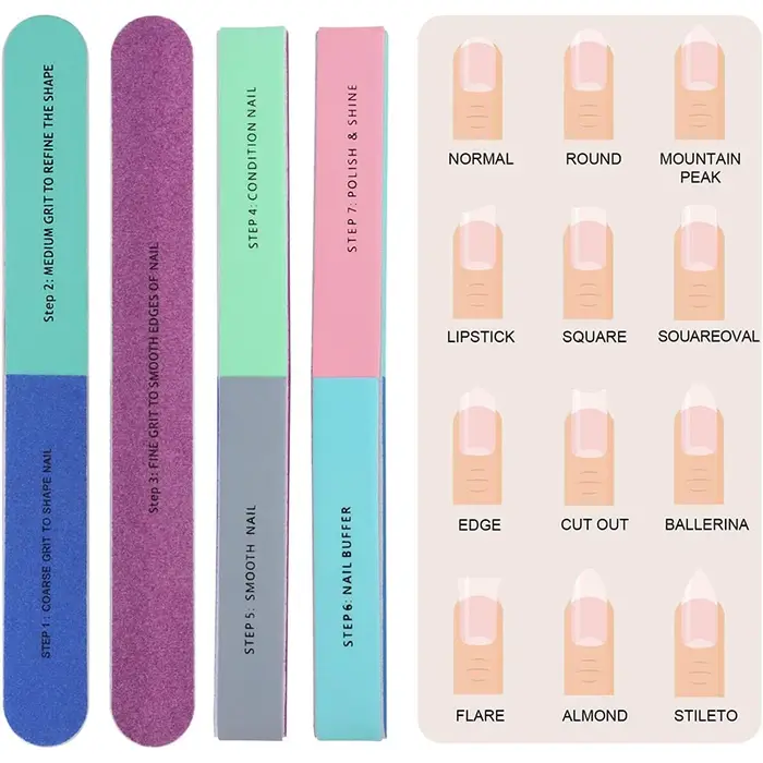 10/3 pièces bloc tampon à ongles 7 voies limes à ongles outils professionnels de soins des ongles bl