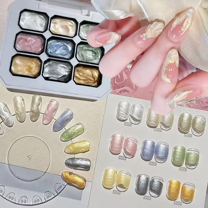 Vernis à ongles semi-permanent 9 couleurs effet nacré brillant, nouvelle tendance, gel UV/LED à retirer par trempage pour Noël