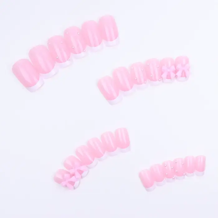 24 pièces ongles de Style presse carrée
