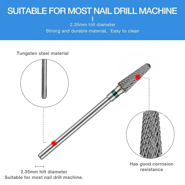 1 pièces foret à ongles en carbure appareil limes à ongles fraises électriques pour manucure fraises