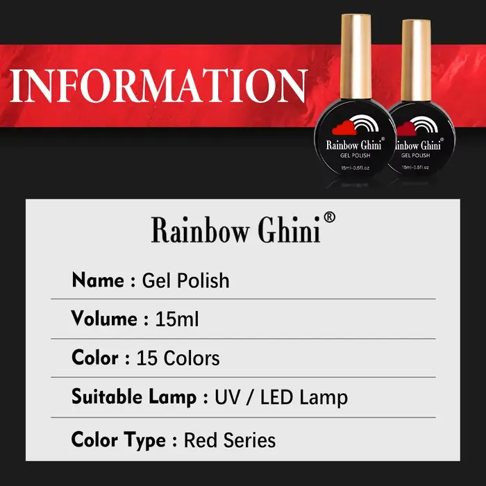 2023 Ghini – vernis à ongles en Gel rouge arc-en-ciel
