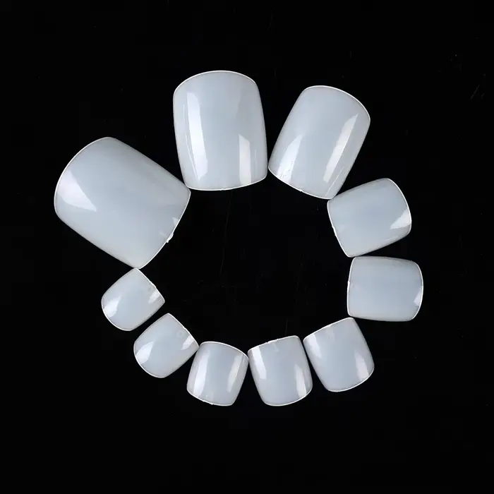100 pièces faux orteils ongles français carré Nature blanc clair